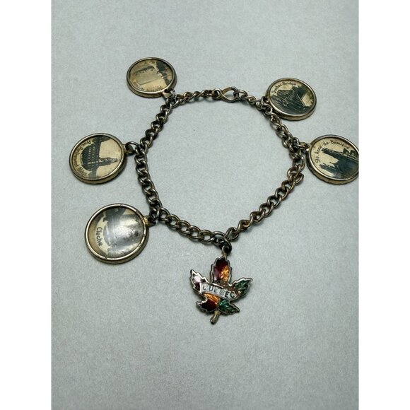 Unbranded Jewelry - Antique Canadian Charm Bracelet Quebec Souvenir Silver Tone